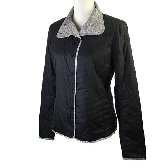 Mountain Hardwear Quilted Women's Jacket Snap Front Sz M Black Gray Lightweight - Picture 1 of 12